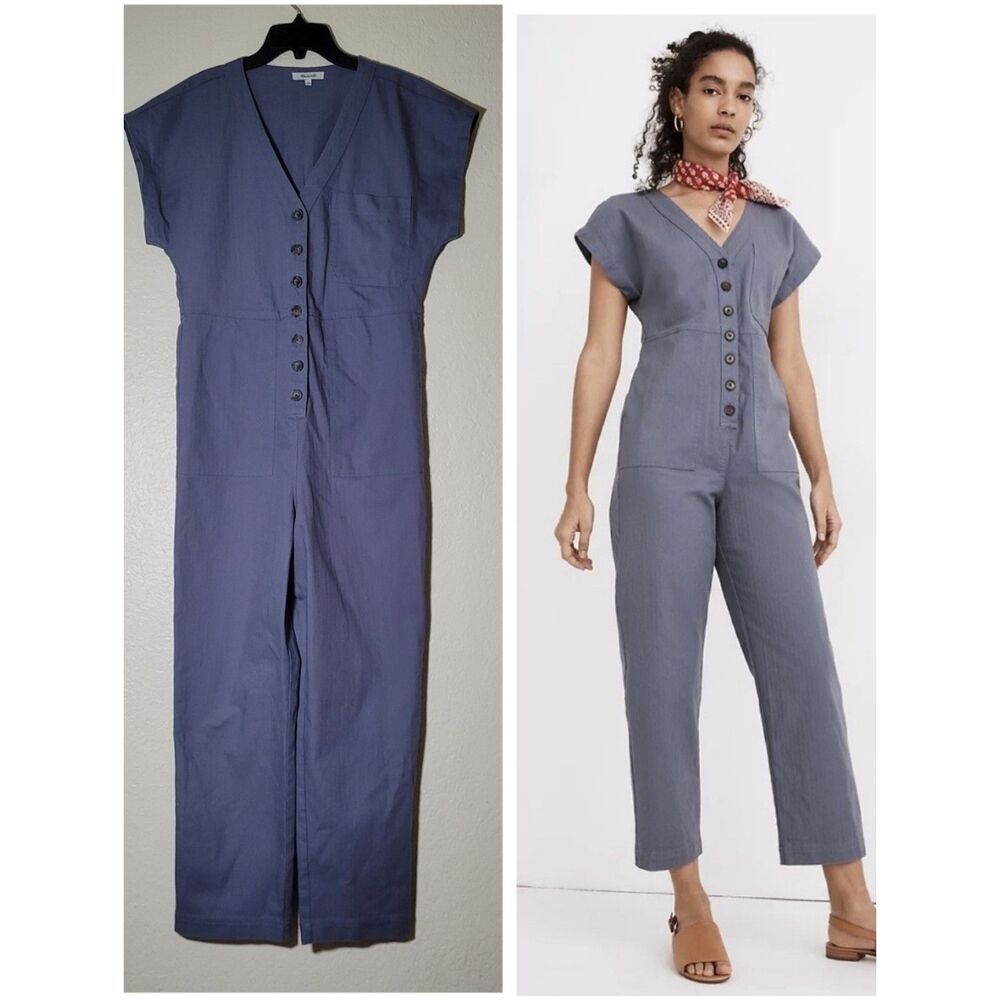 Madewell | Cap Sleeve Jumpsuit Minimalist Coastal Workwear Casual Chic Office M